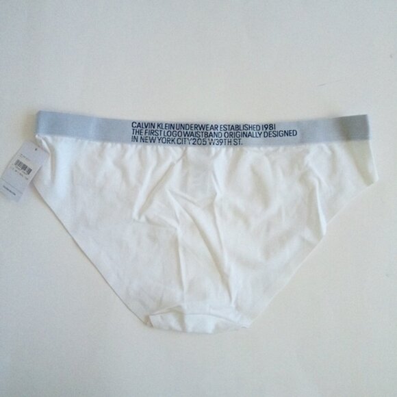 Calvin Klein White Bikini Panties With Wide Grey Black Waist Band Women Size L/G - Picture 3 of 9